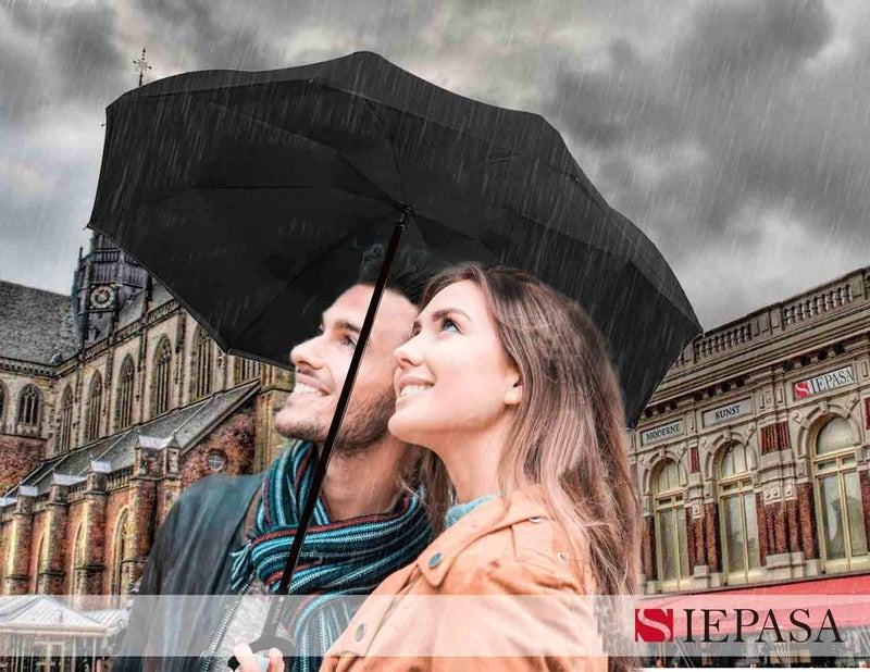 SIEPASA 49/56 Inch Inverted Reverse Upside Down Umbrella, Extra Large Double Canopy Vented Windproof Waterproof Stick Golf Umbrellas with C-shape Handle.ï¼ˆBlack, 49 Inch - Image 5